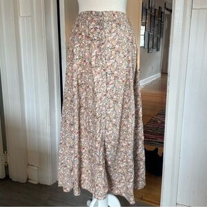 Vintage Floral Button-Down A-Line Skirt